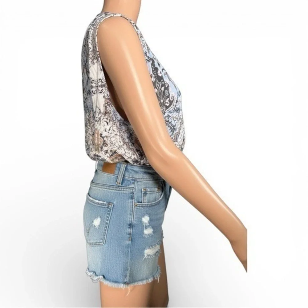 Free People Medallion Print V-Neck Sleeveless Blouse Blue Small